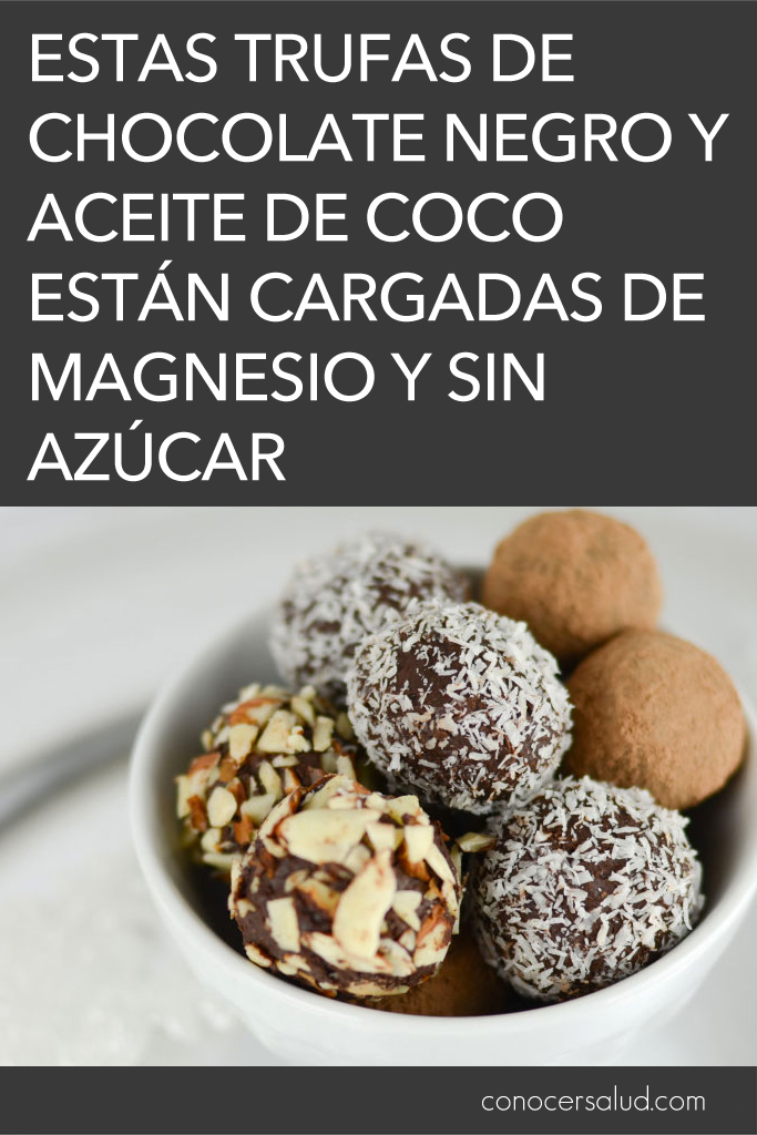 Estas trufas de chocolate negro y aceite de coco están cargadas de magnesio y SIN azúcar