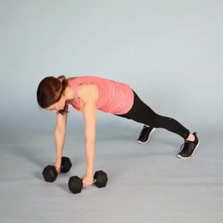 Renegade Row – This challenging plank variation works your abs and back at the same time