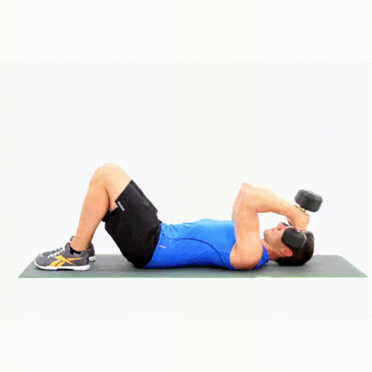 Triceps extensions on the floor 10-Minute Dumbbell Arm Toning Workout